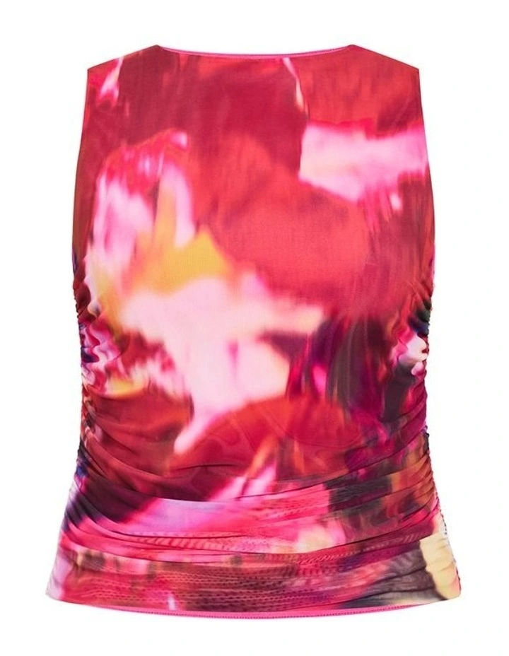 Lidia Ruched Print Top in Colour Burst image 3
