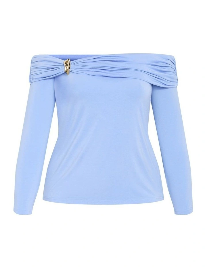Buckle Detail Top in Sky Blue image 3