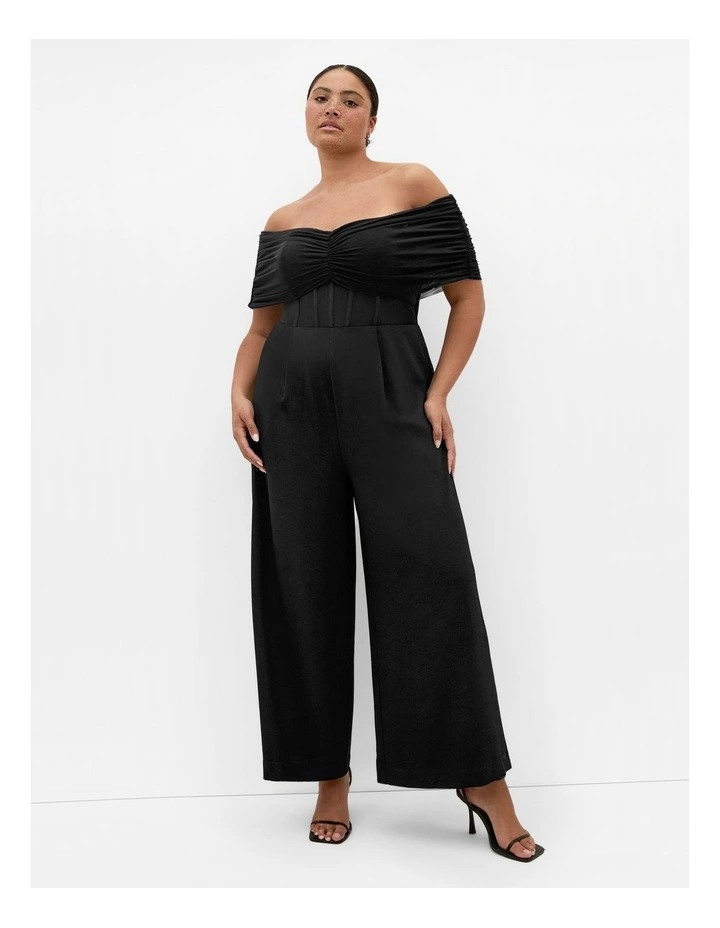 Lana Off Shoulder Jumpsuit in Black image 1