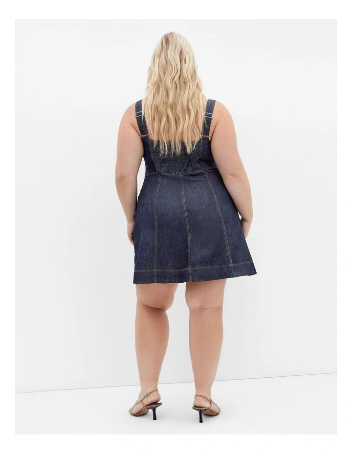 Denim Flare Mini Dress in Dark Wash image 2