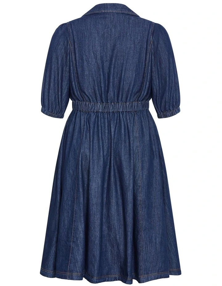 Plus Size Lexie Denim Midi Dress in dark wash image 4