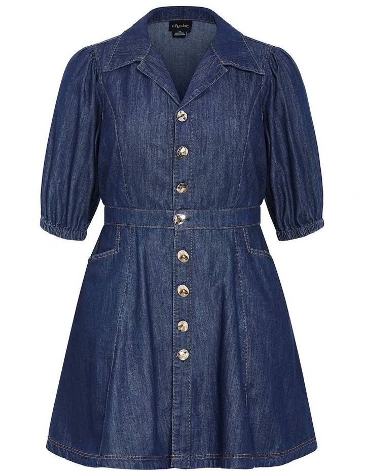 Plus Size Lexie Denim Mini Dress in dark wash image 3