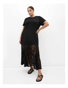 Plus Size Aura Lace Hem Dress in black