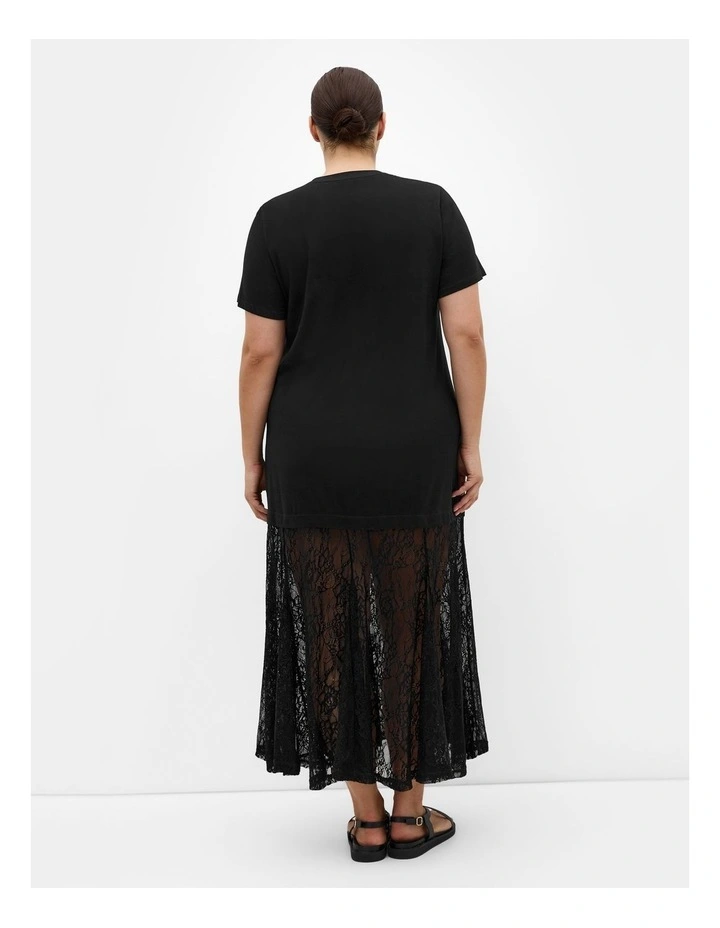 Plus Size Aura Lace Hem Dress in black image 2