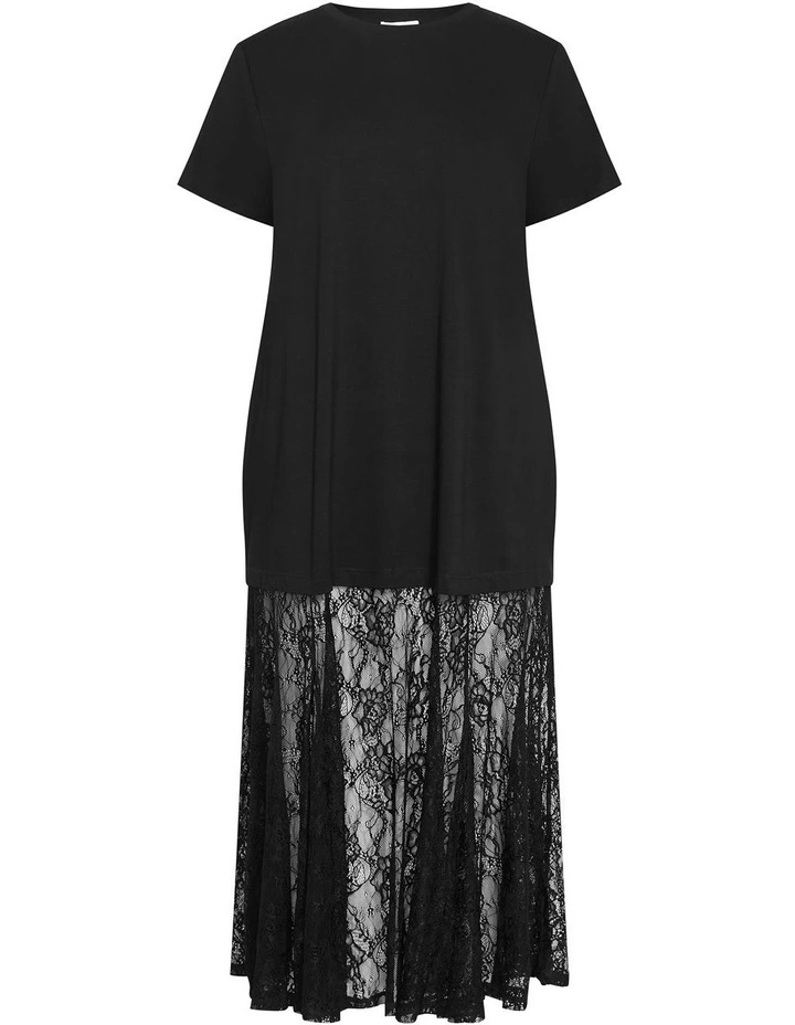 Plus Size Aura Lace Hem Dress in black image 3