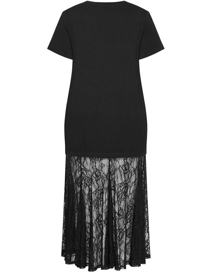 Plus Size Aura Lace Hem Dress in black image 4