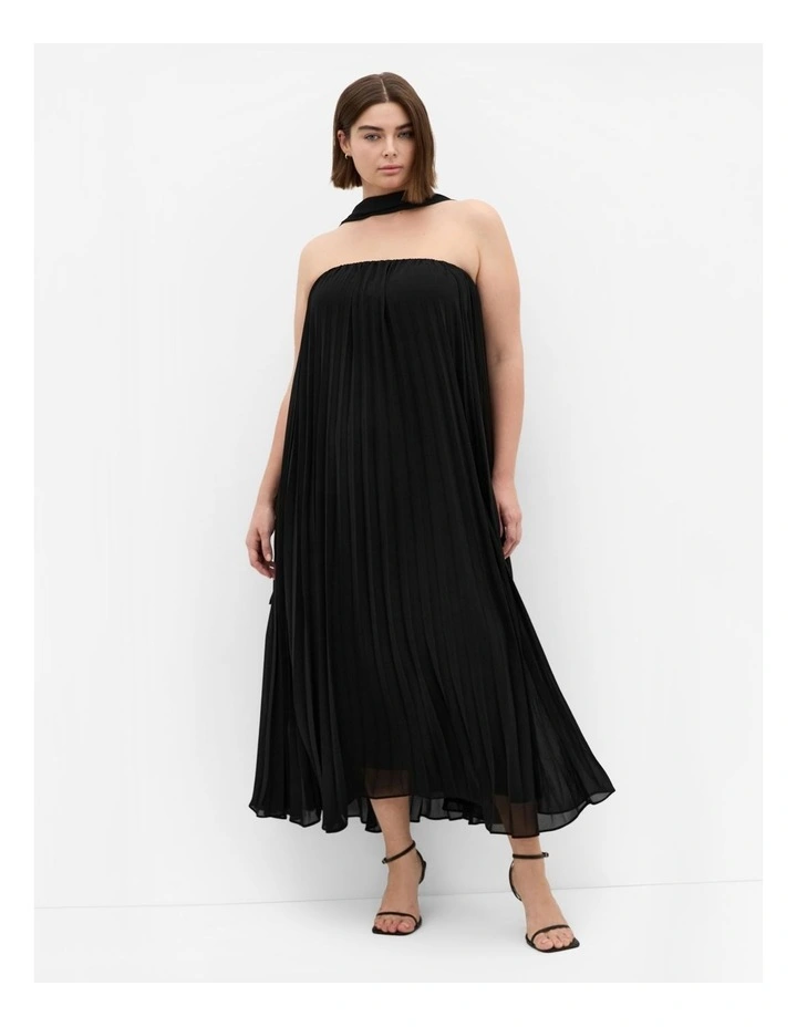 Aida Strapless Pleat Maxi Dress in Black image 1