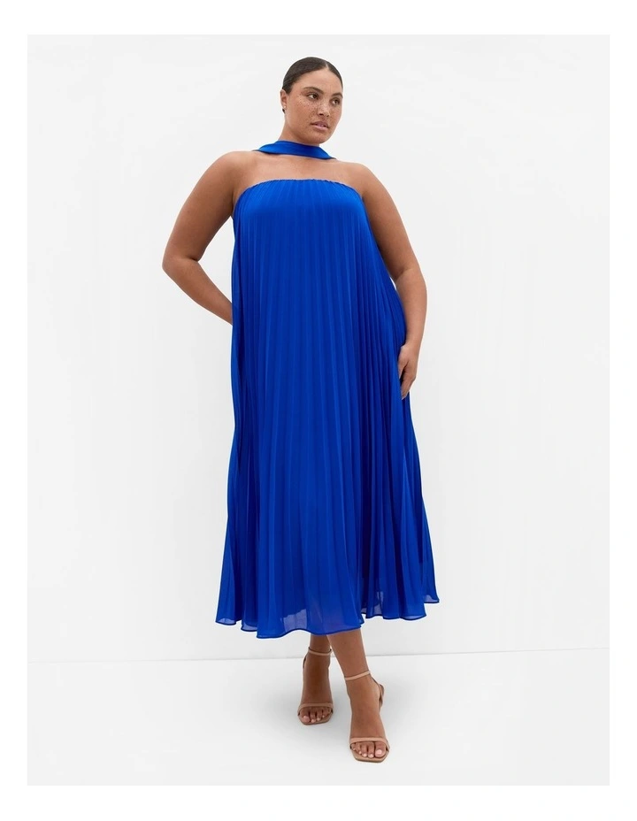 Aida Strapless Pleat Maxi Dress in Cobalt image 1
