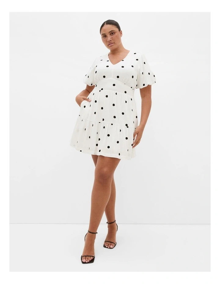 Plus Size Winslow Spot Print Mini Dress in ivory image 1