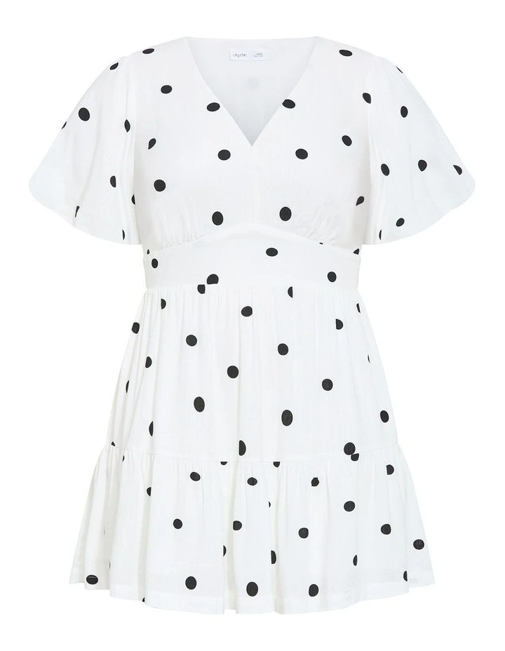 Plus Size Winslow Spot Print Mini Dress in ivory image 3