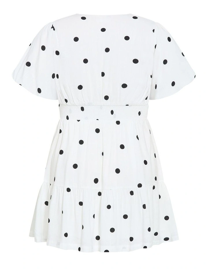 Plus Size Winslow Spot Print Mini Dress in ivory image 4