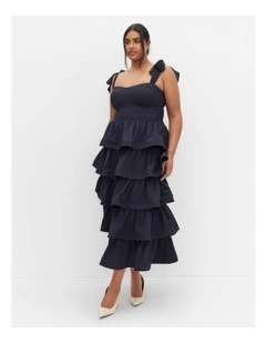 Elina Tier Maxi Dress in Navy