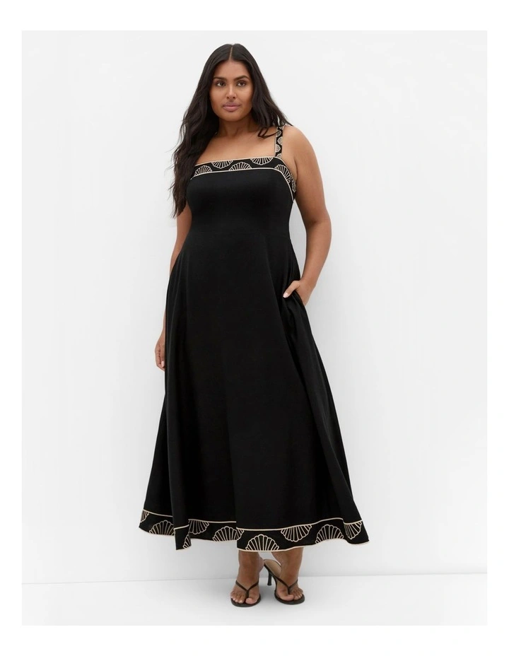 Bianca Border Detail Maxi Dress in Black image 1