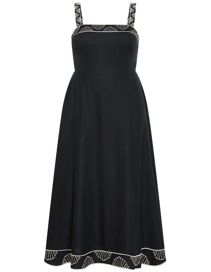 Bianca Border Detail Maxi Dress in Black image 3