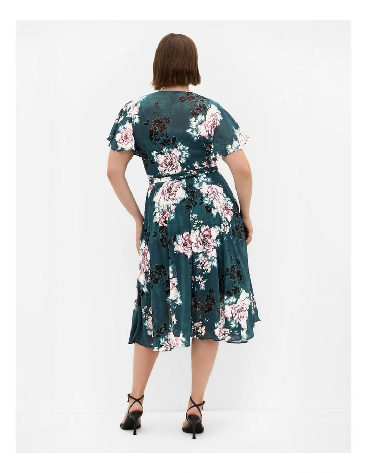 Plus Size Jade Blossom Short Sleeve Dress in jade image 2