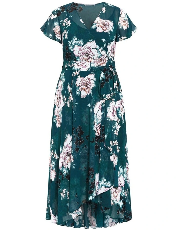 Plus Size Jade Blossom Short Sleeve Dress in jade image 3