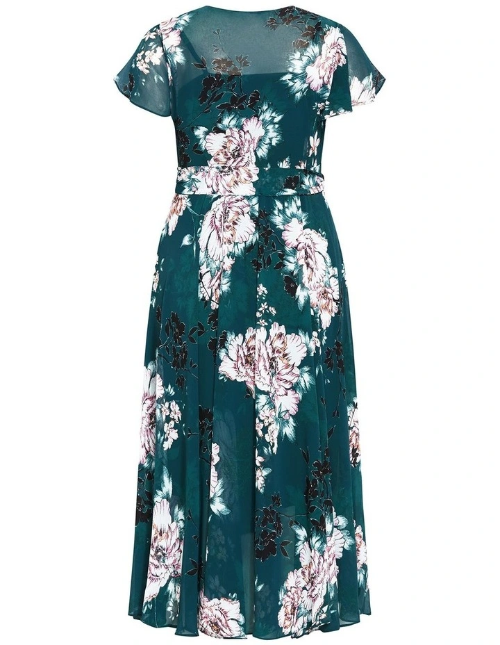 Plus Size Jade Blossom Short Sleeve Dress in jade image 4