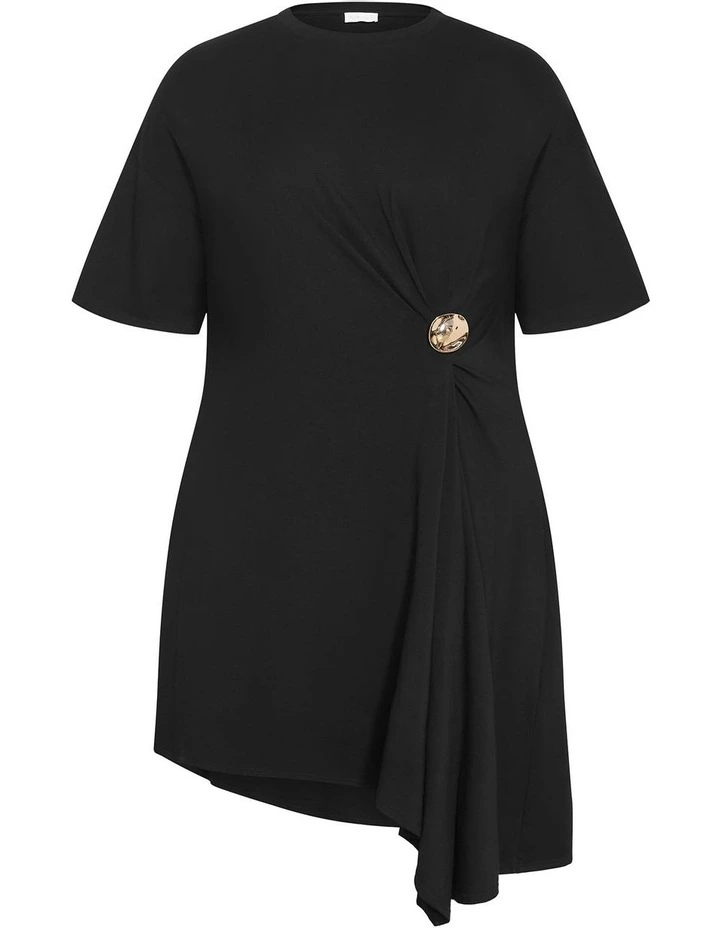 Plus Size Fashion Tee Mini Dress in black image 3
