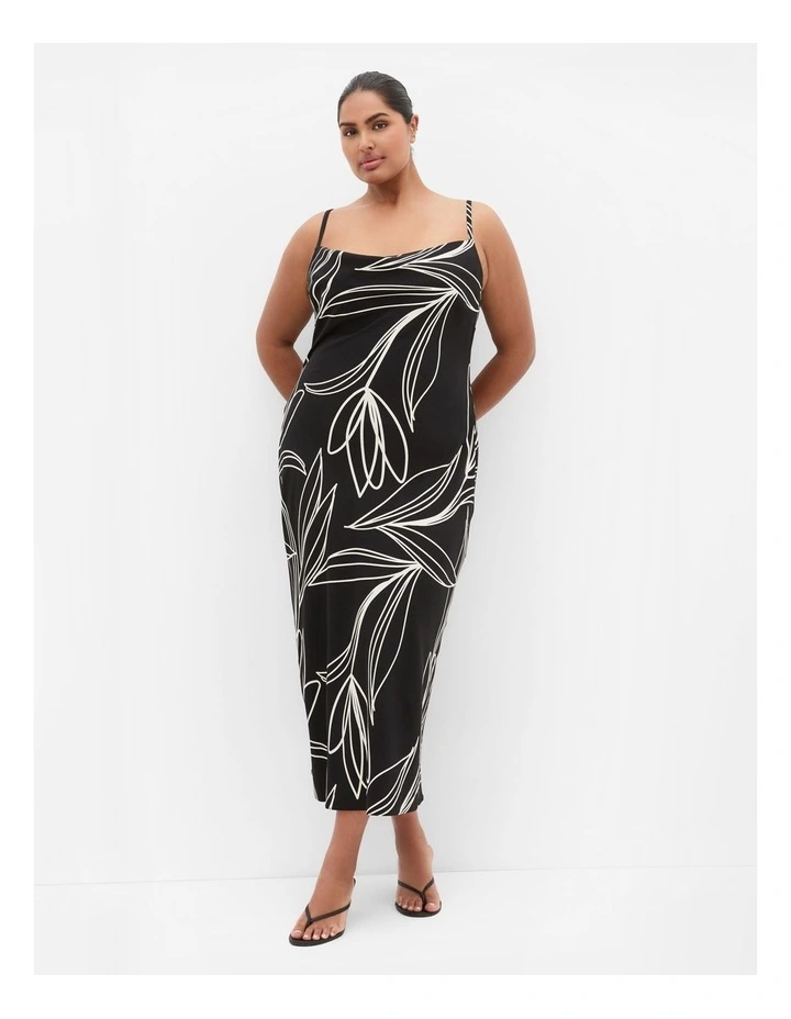 Sadie Print Slip Dress in Black image 1