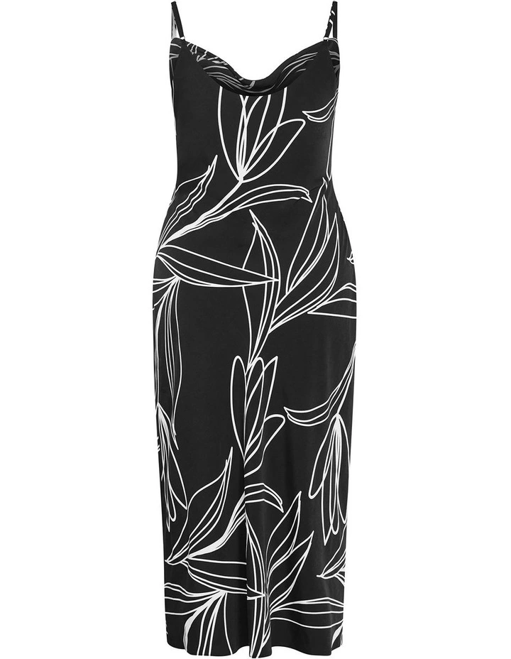 Sadie Print Slip Dress in Black image 4