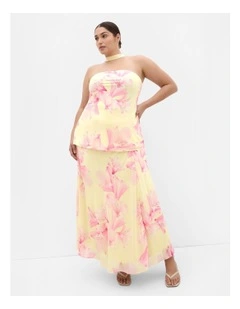 Soiree Print Frill Detail Top in Lemon