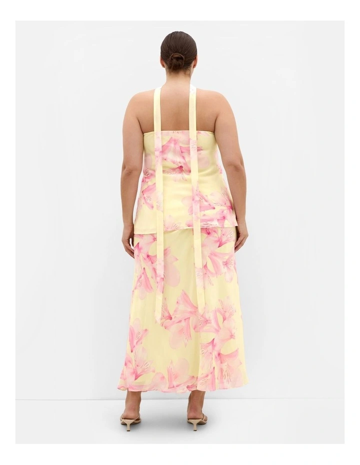 Soiree Print Frill Detail Top in Lemon image 2