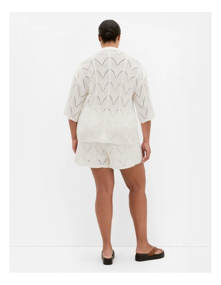 Crochet Knit Shirt in Cream image 2