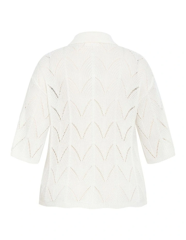 Crochet Knit Shirt in Cream image 4