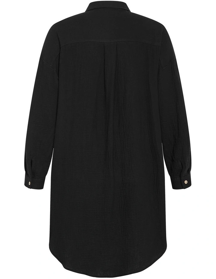 Poolside Cover Up Midi Shirt in Black image 4