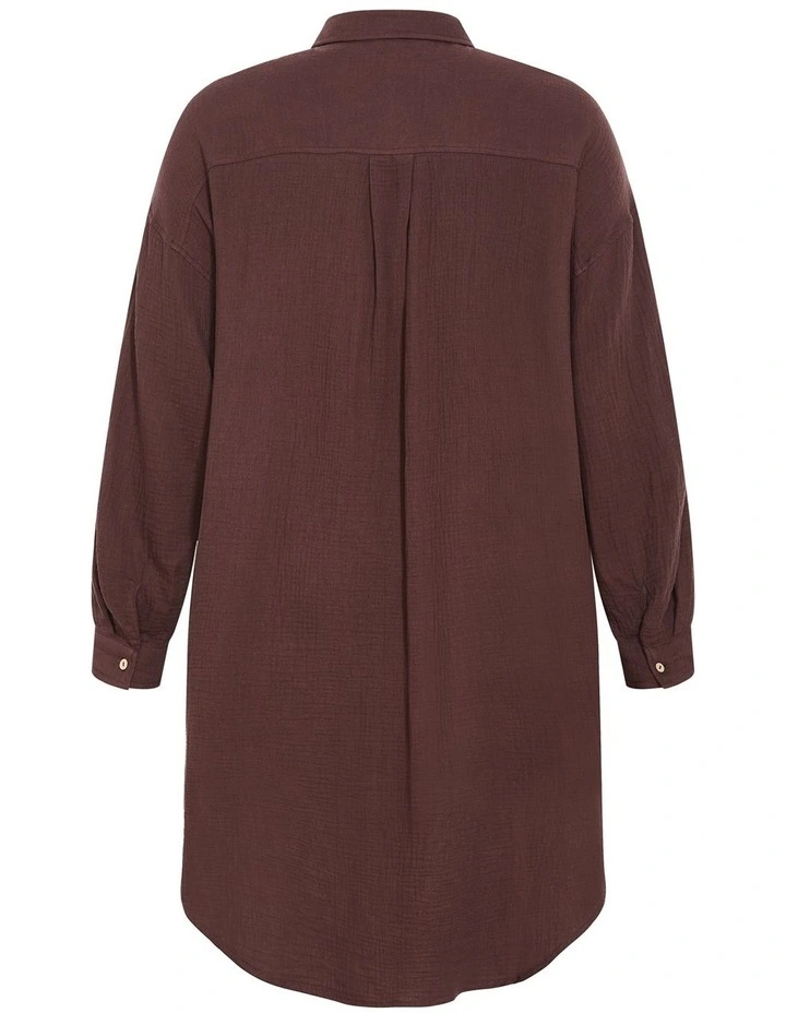 Poolside Cover Up Midi Shirt in Chocolate image 4