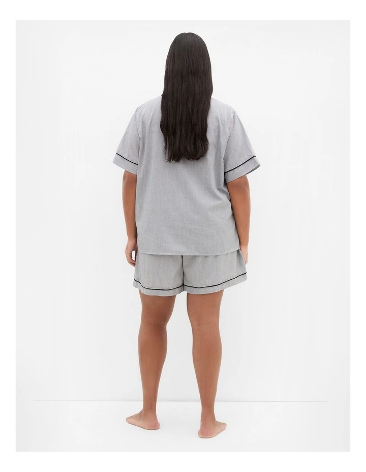 Stripe Cotton Pyjama Short in Charcoal image 2