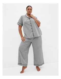 Stripe Cotton Pyjama Shirt in Charcoal