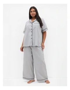Stripe Cotton Pyjama Pant in Charcoal