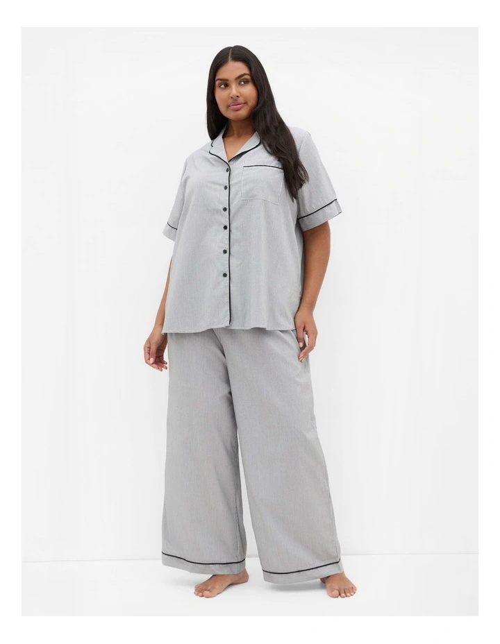 Stripe Cotton Pyjama Pant in Charcoal image 3