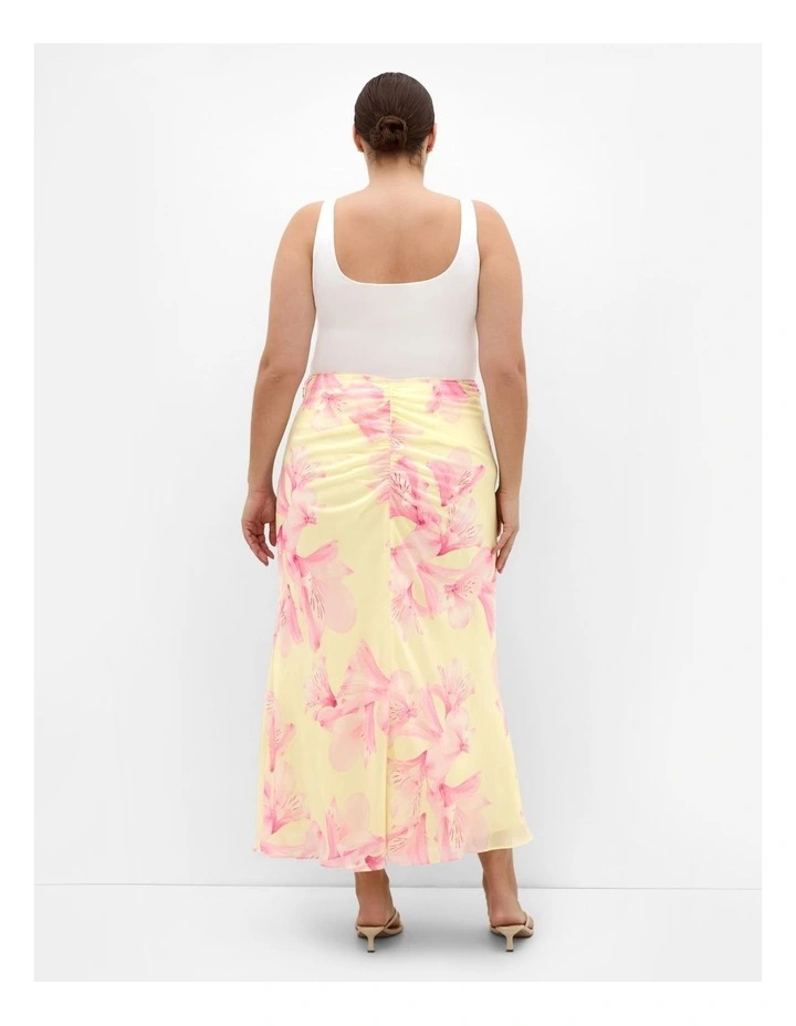 Soiree Print Midi Skirt in lemon image 2