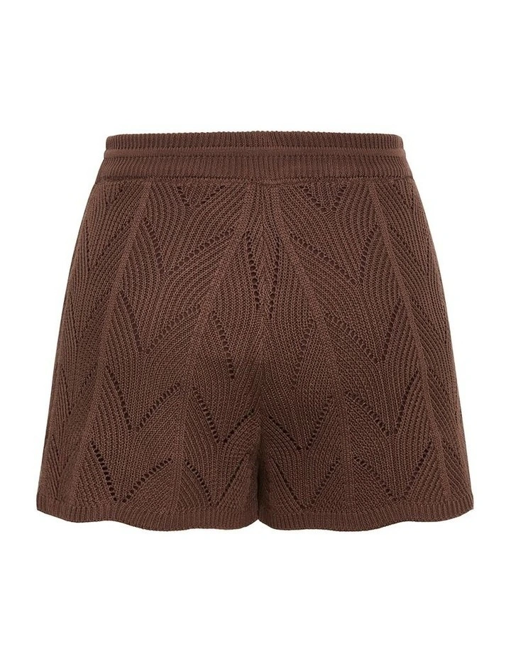 Crochet Knit Lined Short in Chocolate image 4
