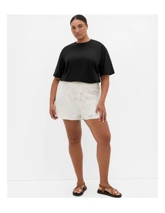 Crochet Knit Lined Short in Creme