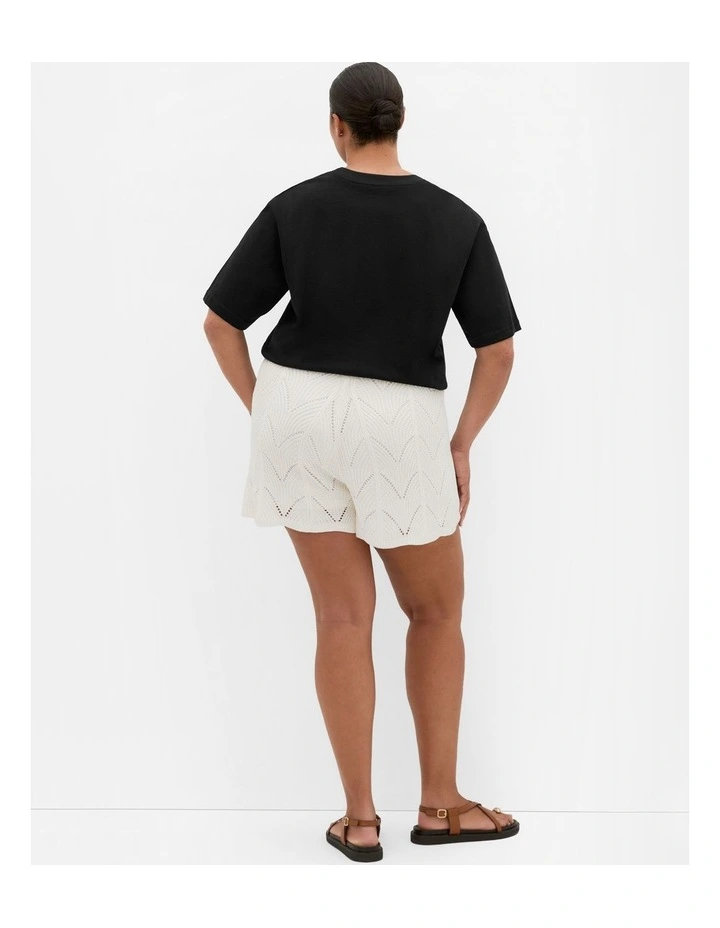 Crochet Knit Lined Short in Creme image 2