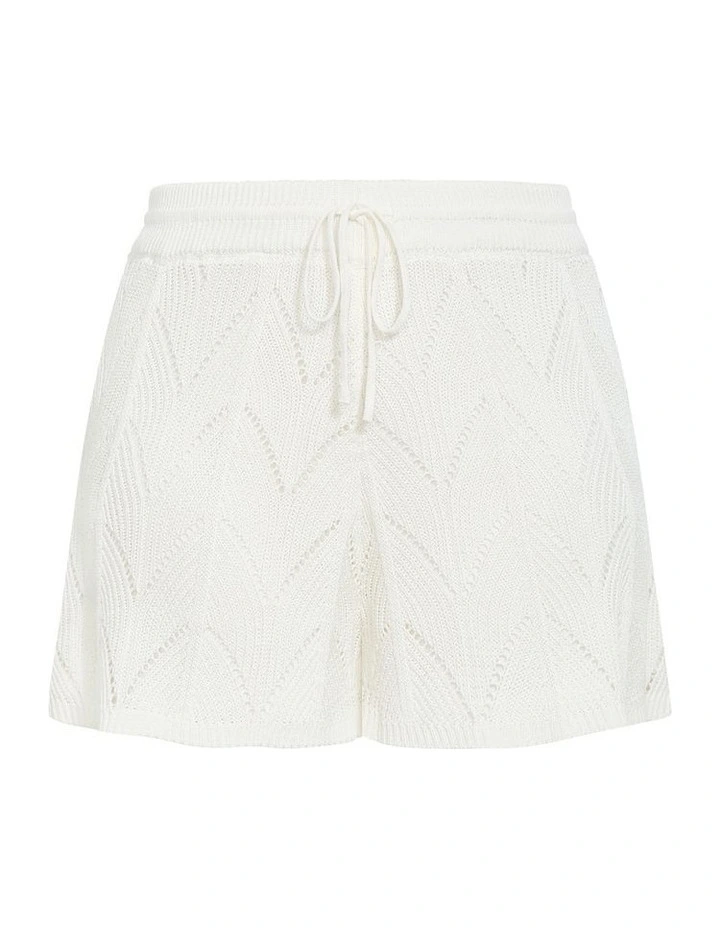 Crochet Knit Lined Short in Creme image 3