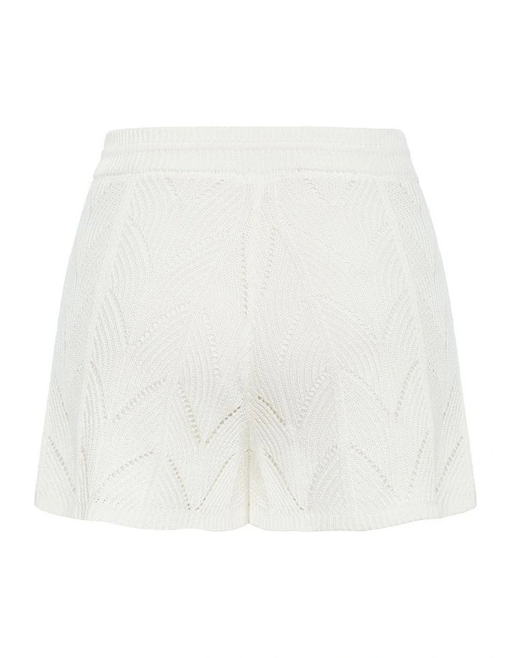 Crochet Knit Lined Short in Creme image 4