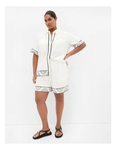 Bianca Border Detail Short in ivory