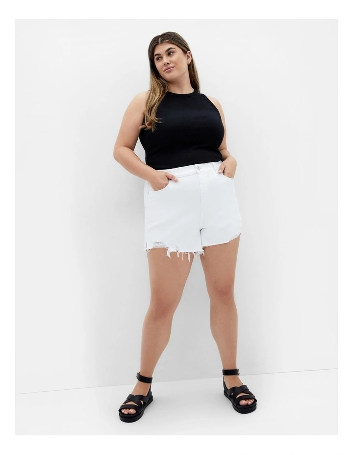 Plus Size Shannah Rip Short in ivory image 1