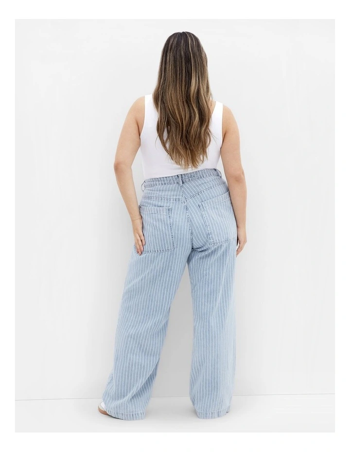 Harley Fit Pinstripe Wide Leg Jeans in Sky Blue image 2