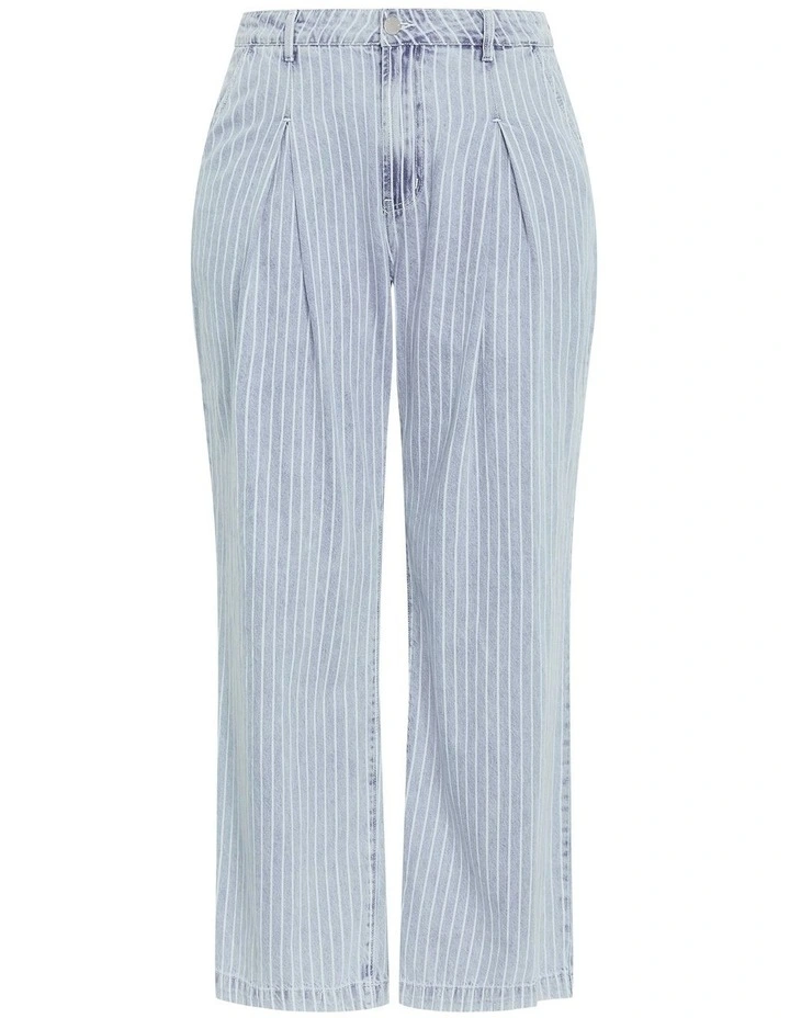 Harley Fit Pinstripe Wide Leg Jeans in Sky Blue image 3