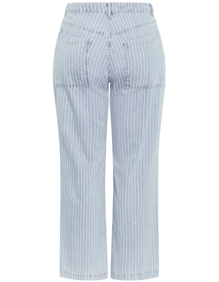 Harley Fit Pinstripe Wide Leg Jeans in Sky Blue image 4