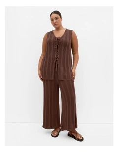 Crochet Wide Leg Pant in Chocolate