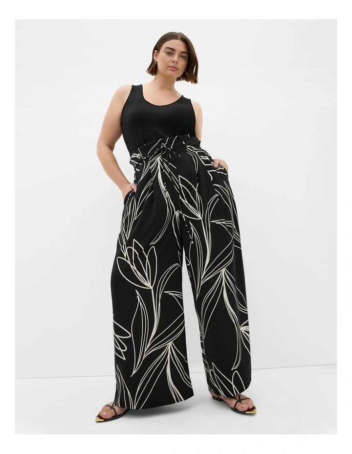 Shania Bloom Print Wide Leg Pant in Black image 1
