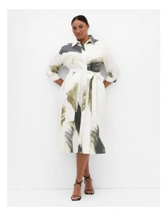 Angel Print Shirt Dress in Ivory