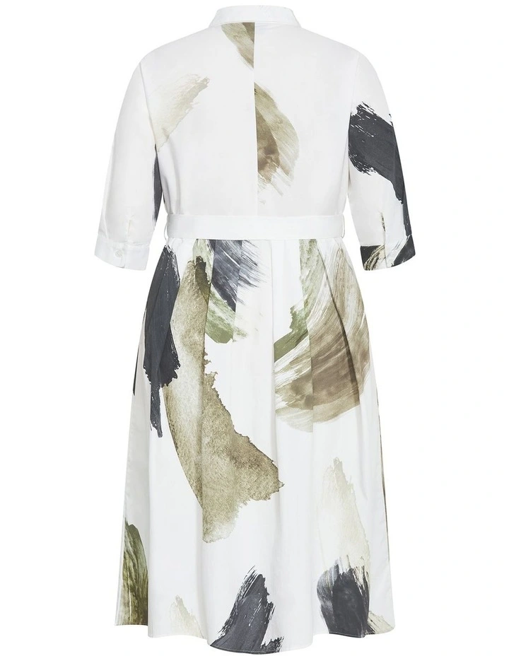 Angel Print Shirt Dress in Ivory image 4
