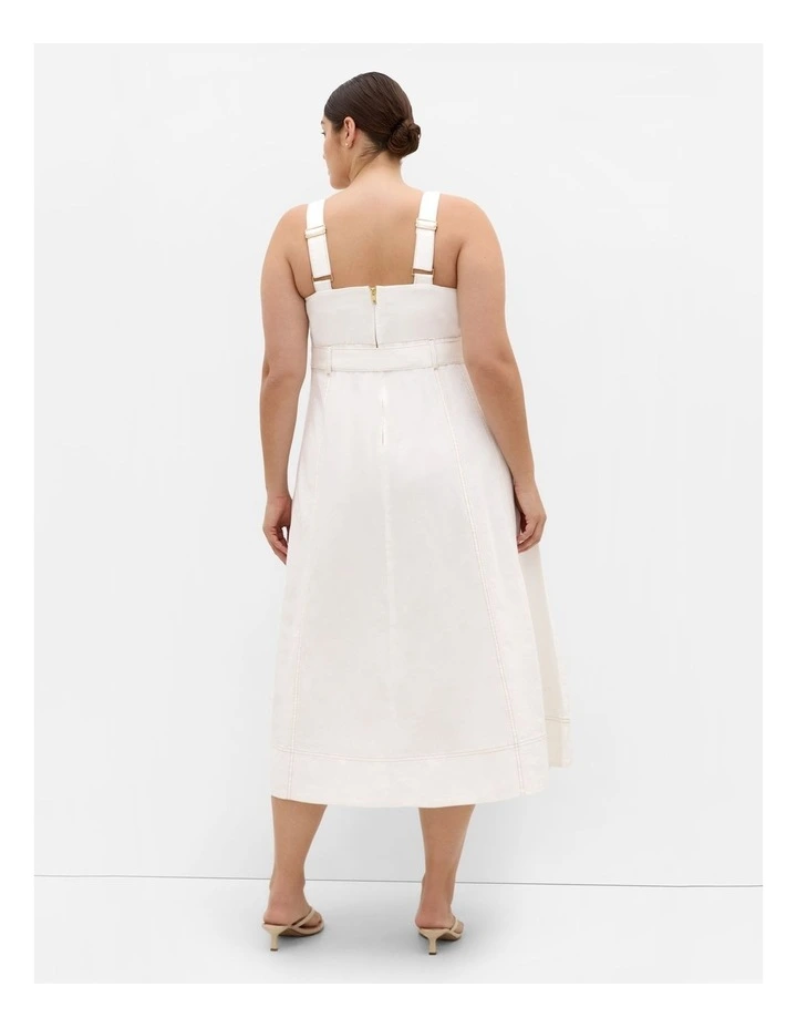 Rhia Fit & Flare Denim Dress in Ivory image 2